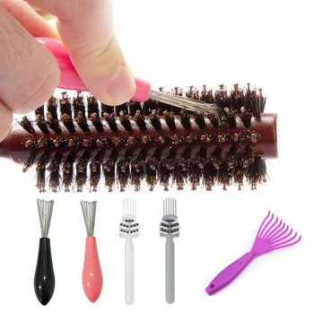 1/2PCS пластмасова дръжка гребен за почистване деликатно почистване подвижна четка за коса гребен за почистване инструмент дръжка вграден инструмент за почистване на коса