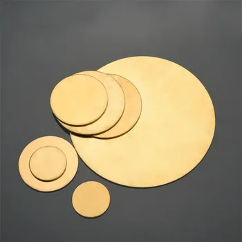 1-2бр Месингови дискове Диаметър на листа с кръгла плоча 20mm 30mm 50mm 60mm 80mm 100mm 150mm 200mm Твърди чисти медни листове с дебелина 0.5-20mm