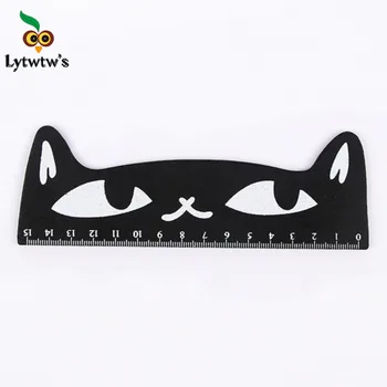 1 бр. Lytwtw's сладък Kawaii черна котка коте прав владетел дървени инструменти карикатура шиене рисуване офис училище канцеларски материали