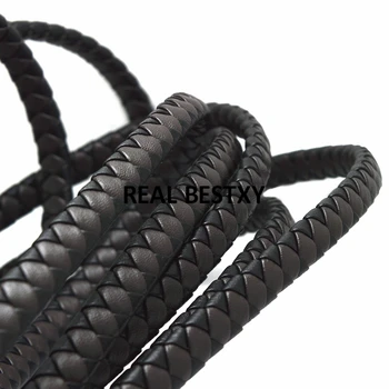 1 метър приблизително12 * 7 мм широк Кожен шнур за DIY мъже гривна бижута вземане на плоски плитки кабел аксесоари Констатации Ръчно изработен подарък