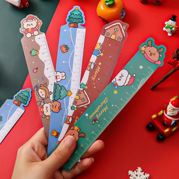 1 парче Lytwtw's Kawaii Коледа канцеларски рисунка подарък офис училищни пособия магнит пластмаса сладък смешно прав владетел