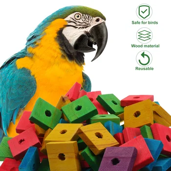 100 дървени блокове папагал дъвчене птица обучение ухапване за папагал вълнисти папагали Cockatiel финч смесен цвят