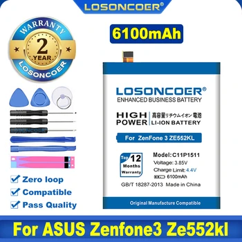 100% оригинален LOSONCOER 6100mAh C11P1511 батерия за Asus ZenFone 3 Ze552kl Z012da/e Инструменти без батерии