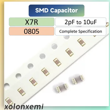 100Pcs 0805 SMD чип кондензатор X7R 2pF до 10uF Приемане на персонализиране ±5% ±10% 220pF 560pF 680pF 1nF 2nF 15nF 39nF 270nF 1uF 104K