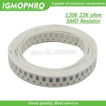  100PCS 1206 SMD резистор 1% съпротивление 22K ома чип резистор 0.25W 1 / 4W 223 IGMOPNRQ