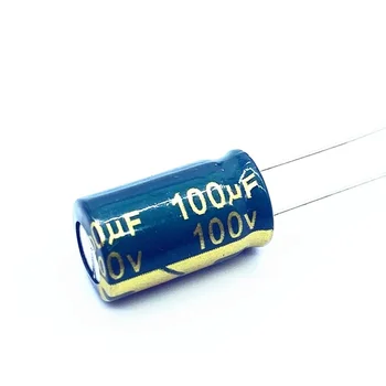  10pcs / партида 100V 100UF Low ESR / импеданс висока честота алуминиев електролитен кондензатор размер 10X14 100v 100UF 20%
