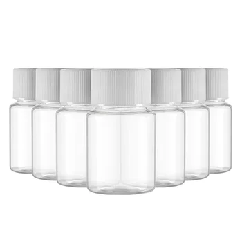 10pcs Пластмасови бутилки за пътуване Празни малки флакони Винтов капак Контейнери за многократна употреба за прахообразни течности (30ML)