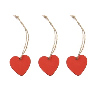 10Pcs червени дървени сърце чипове Tags за Свети Валентин подарък опаковка декорация сърце форма дърво висулка DIY занаяти доставки