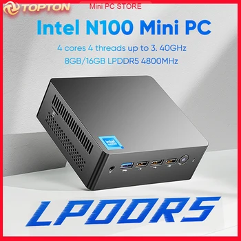 12th Gen Mini PC Intel N100 Alder Lake Quad Core 8G / 16G 4800Hz DDR5 Windows 11 Dual RJ45 LAN Firewall Router 4K Gaming Computer
