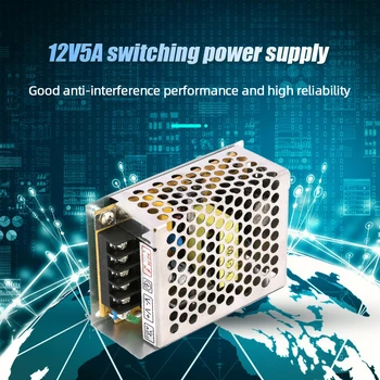 12V 5A Импулсно захранване 60W Захранващ трансформаторен превключвател 220 AC към 12V DC за LED лента