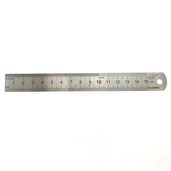  15 см неръждаема стомана прав владетел двойна страна метална скала прав владетел измерване канцеларски чертожни аксесоар ръчен инструмент
