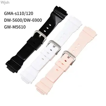 16mm силиконова лента за часовници за Casio G-shock gma-s110/gma-s120/DW-5600/DW-6900/GW-M5610 Гмуркане спортен часовник каишка ленти колан китката