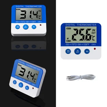 1PC C601 вътрешен и външен термометър цифров хладилник фризер термометър висока и ниска температура аларма кухня