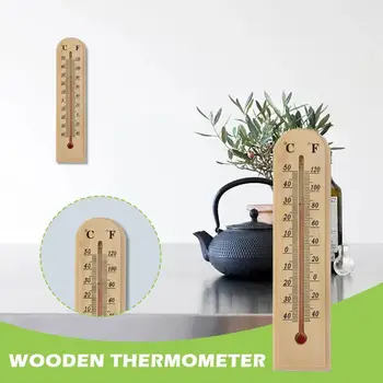1pc Практичен преносим вътрешен термометър за дърво Квадратен термометър Оранжерия термометър Градина B8b7