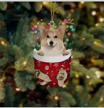 1pc смешно куче Коледа отглеждане животински украшение коледни орнаменти коледно дърво декорация кола празник украшение кола висулка