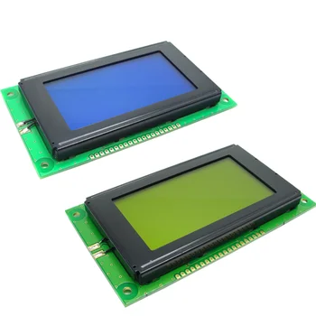 1PCS 128X64 12864 128*64 Графичен точков LCD дисплей модул голям/голям размер на печатни платки 113x65 MM син жълт KS0107 KS0108