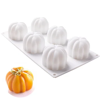 1PCS 6 Творчески силиконови тиквени форми за торта за печене на мус DIY сладкарски инструменти за декориране Десерт Хелоуин тиква мухъл