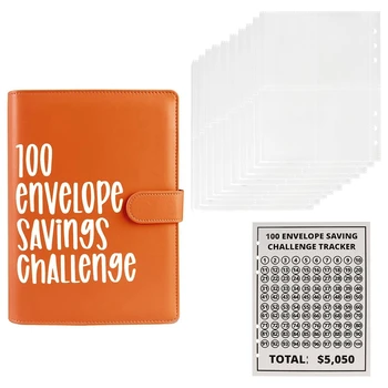 1Set 100 плик предизвикателство класьор спестявания предизвикателства бюджет книга подвързване + пари в брой