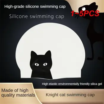 1~5PCS плуване силиконови водоустойчиви трайни плувни шапки плуват