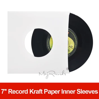 20 Висококачествена тежка категория ACID FREE Бели крафт хартиени вътрешни ръкави с дупка за 7 '' Record Vinyl