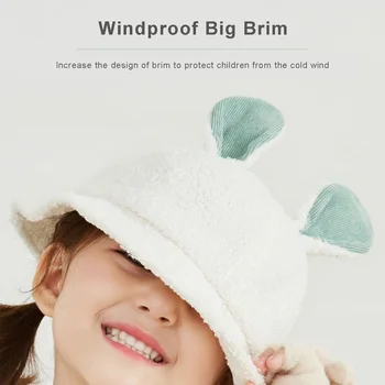 2020 Мода Бебешка топла шапка за кофа Есен и зима Поддържайте топла детска шапка с триизмерна опашка от заешки уши