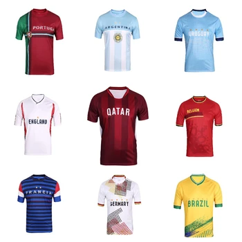 2022 Мода Футбол Футбол Мъже Къс ръкав Държава Флаг Отпечатани фенове Cheer тениска дишаща извънгабаритни Джърси риза Tee