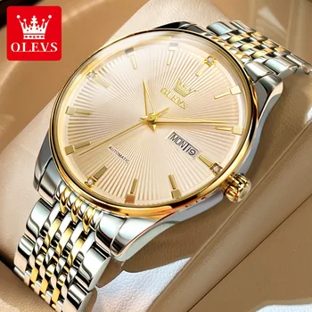 2023 Нови OLEVS Оригинални луксозни мъжки часовници Механичен автоматичен часовник календар Ръчни часовници от неръждаема стомана за мъже 6653