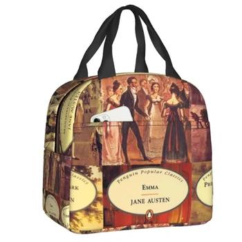 2023 Нови Джейн Остин Реколта книги изолирани обяд голяма пазарска чанта за жени Resuable термичен охладител Bento Box работа училище пътуване