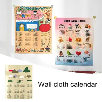 2024 гоблен календар висящи плат карикатура модел богат цвят лесно инсталиране декоративни стена гоблени фон календар
