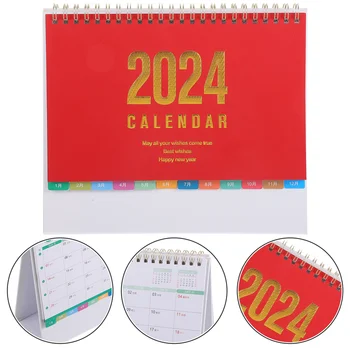 2024 Настолен календар Самодисциплина План за чекиране месечно (бяла хартия рамка бобина червено 2024)