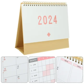 2024 Настолен календар Творчески прости орнаменти Бизнес чек-ин планировчик Средно бял