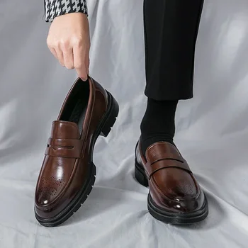 2024 Ръчно изработени обувки Естествена кожа Ежедневни обувки Мъжки апартаменти Платформа Обувки за ходене Външни обувки Мокасини Дишащи маратонки