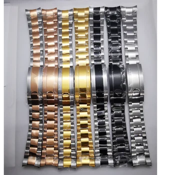 20mm полиран сребро черно злато гривна слайд плъзгане заключване закопчалка неръждаема стомана каишка годни мъжки часовник случай часовник лента