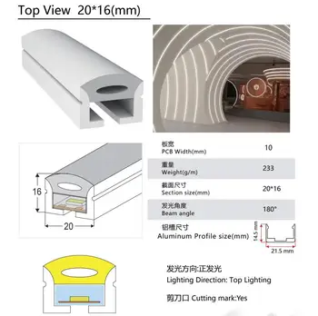 20mmX16mm diameter,silicon frosted neon tube,used for PCBWidth: 10mm; 180° Beamangle