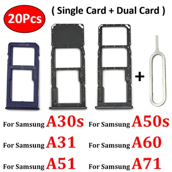  20Pcs, оригинален за Samsung Galaxy A30S A50S A31 A51 A71 A60 SIM карта притежателя тава чип слот чекмедже държач адаптер гнездо