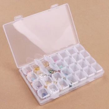 28 Решетки Кутия за съхранение на нокти с капаци Многофункционални обеци за шипове Мъниста от кристал за нокти Контейнери Консумативи за бижута