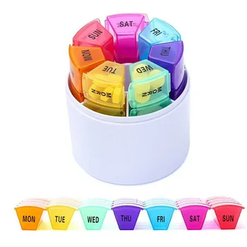 28Grids Pill Box 7 Day Medicine Box Organiser Portable Dispensing Covered Partitioned Pill Box Organiser Set for Outdoors Travel