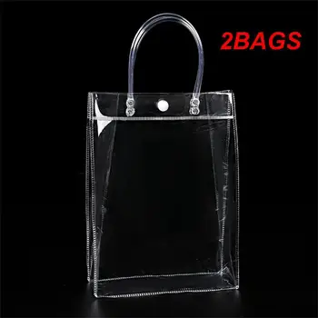2BAGS Прозрачен Pvc голяма пазарска чанта Покажи индивидуалност 10 * 10 * 25cm прозрачна чанта + мляко чай чаша мода виждам през портфейла