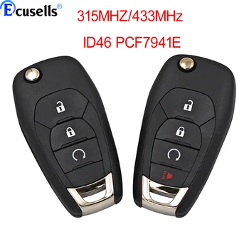 3 /4 бутона Дистанционно ключ за кола за Chevrolet Cruze Avo Trailblazer 315MHZ / 433MHz ID46 PCF7941E Auto Smart Замяна на флип ключ