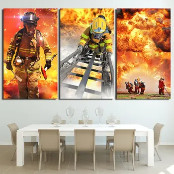 3 парчета пожарникар пожарникар модерни плакати картини платно стена арт декоративни картини за дома декор декорация хол