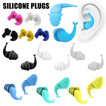 3 слоя анти шум силиконови тапи за уши Водоустойчиви плувни тапи за уши за спане Гмуркане Surf Soft Comfort Плуване Протектор за уши