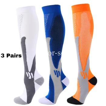 3 чифта компресия чорапи чорапи медицински експлозивни спортни футболни чорапи неплъзгащи се външни колоездене еластичност бягане чорапи