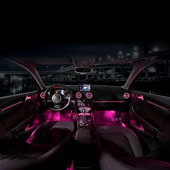 30 цвята околна светлина за Audi A3 S3 RS3 8V 8Y 2013-2022 MQB LED въздушен отдушник дюза интериор табло кола врата декоративна лампа