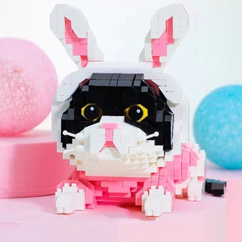 3D Модел DIY Мини диамантени блокове Тухли Изграждане на животински свят Персийска котка Коте Заешко облекло Играчка за домашни любимци за деца