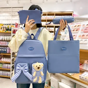4 В 1 японски жени раница многофункционална училищна чанта за момичета найлон водоустойчиви раници за съхранение Bookbags 2023