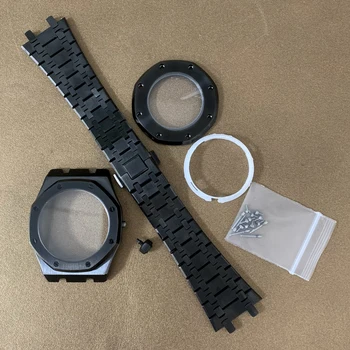 41mm nh35 Черна гривна за часовник Мъжки часовник Watchband MOD Части за Royal Oak nh36 Движение 31.8mm Dial Sapphire Crystal