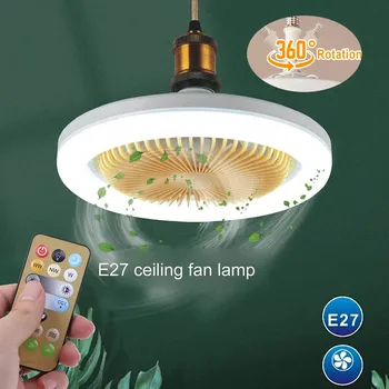 48W таван вентилатор Led светлина E27 и 3 цвята дистанционно управление полилей таван стена фен лампа въртене за стая дома декор