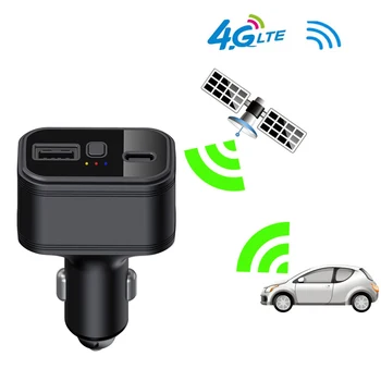 4G TKSTAR GPS Tracker TK818 USB Type-C Dual Two Charging Port Hidden Spy Anti-Theft Cigarette Lighter Car Charger Free Web APP