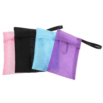 4pcs Бар сапунени торбички Сапунени ръкави Преносима чанта за съхранение на сапун Сапунени торбички за сапунени барове