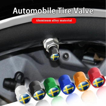 4Pcs Швеция флаг автомобилни колела гуми клапан капачки гуми стволови капаци въздушен прах за Volvo V70 V60 V40 XC60 S60 XC90 XC30 V90 C50 C30 S80 S90